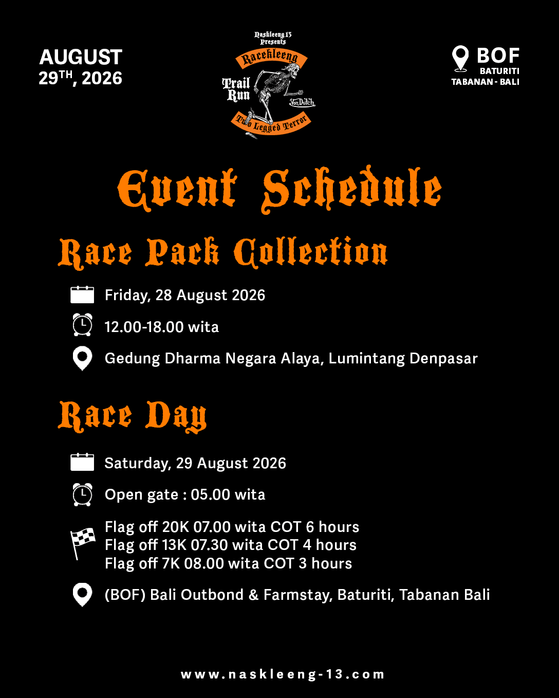 Trail Run Event Schedule